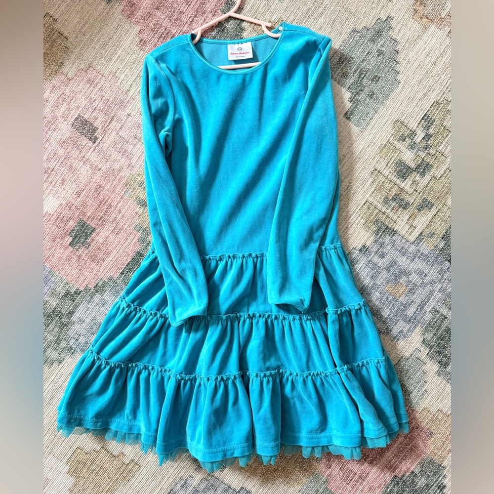 Hanna Andersson turquoise velour dress